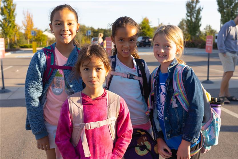 Students walk to school
